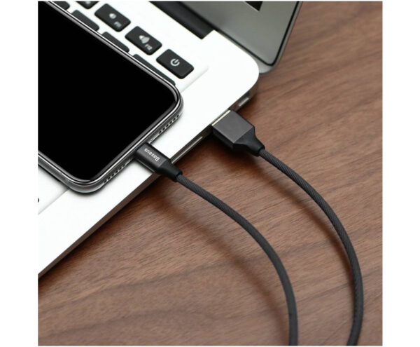 Image de Câble USB / Lightning Baseus avec tresse en matériau 1,8M 2A noir (CALYW-A01)