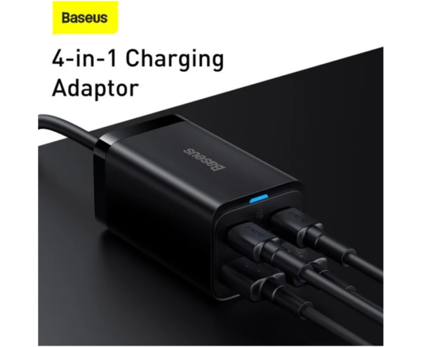 Image de Chargeur de Bureau Baseus 2 x USB Type C / 2 x USB 65W PD/QC4.0+AFC/PPS + Câble USB Type C – Noir (CCGP040101)