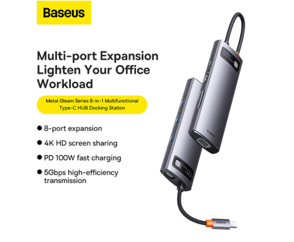 Baseus Adapteur 8-en-1 Type-C HUB Gris (WKWG050013)