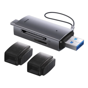 Image de Baseus Lecteur de Carte SD/TF USB-A & Type-C Gris – WKQX060113