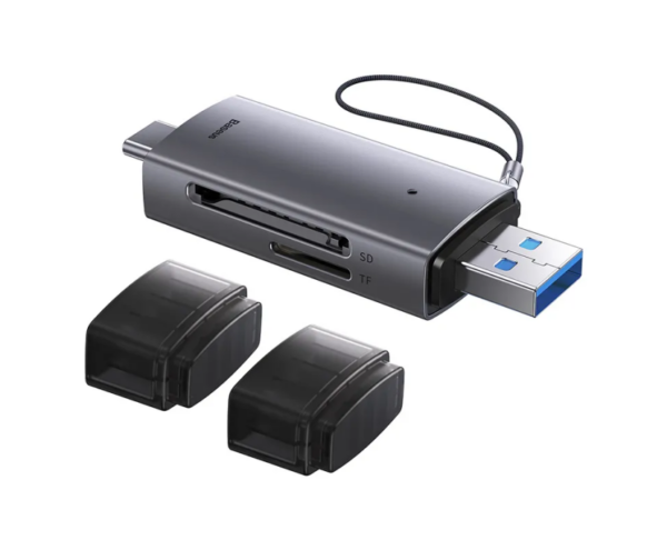 Image de Baseus Lecteur de Carte SD/TF USB-A & Type-C Gris – WKQX060113