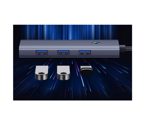 Image de Baseus Adaptateur Hub USB 4 en 1 / USB-C vers USB 3.0 – Gris (b0005280a813-03)