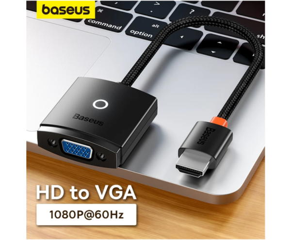 Image de Baseus Adaptateur de Prise HDMI vers VGA + Alimentation 3,5 mm / Micro USB Noir – WKQX010101
