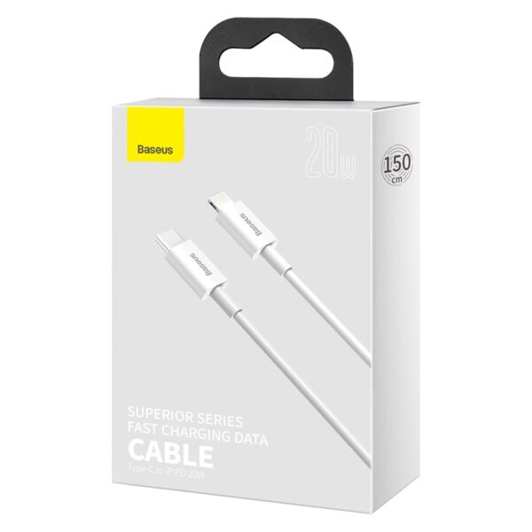 Image de Câble Baseus Superior Series Type-C vers Lightning, 20W, 1,5m, blanc – CATLYS-B02