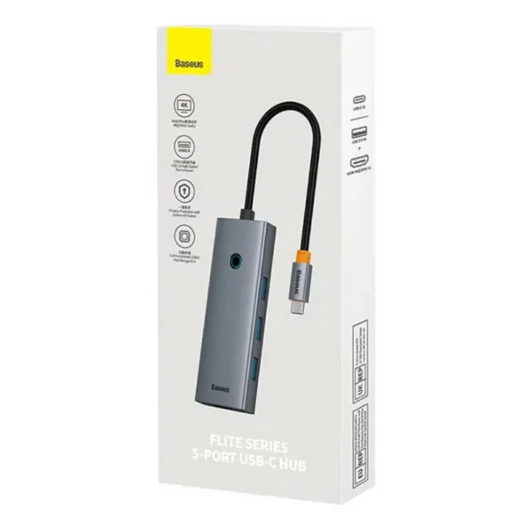 Image de Baseus Flite USB-C Adapter (1xHdmi 4K@30Hz + 4xUsb 3.0) Gray B00052809813-00